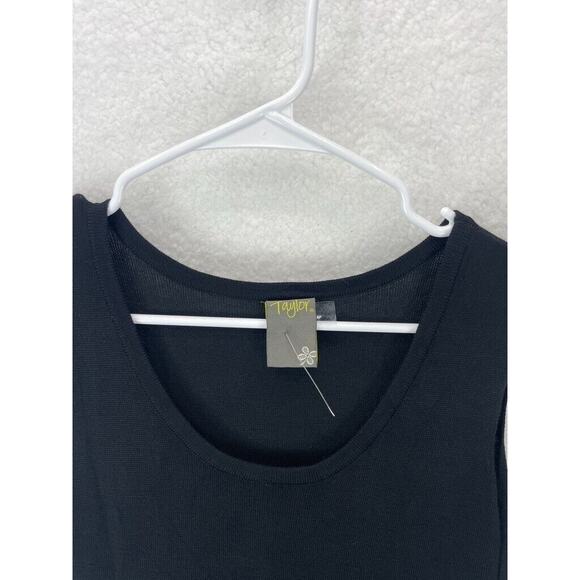 Taylor‎ Fit & Flare Dress Women’s Size L Black Sleeveless Pleated Midi NWT - Picture 3 of 9